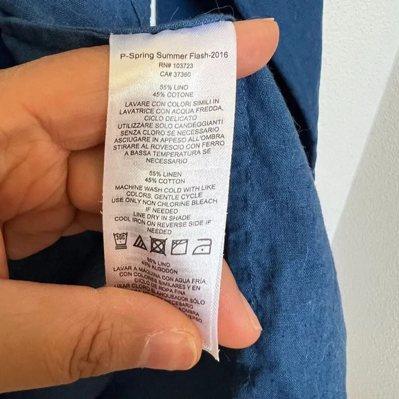 Armani Exchange Women's Linen Blend Button Up Blue Size Small - Picture 5 of 5